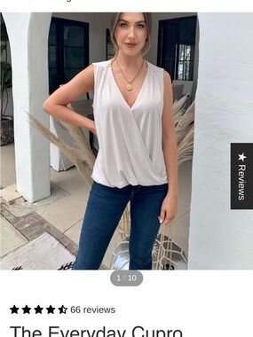 Veronica M Everyday Cupro Surplice Tank Top - Vanilla